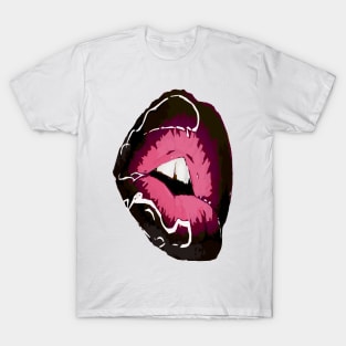 black glossy sparkly gothic lips T-Shirt